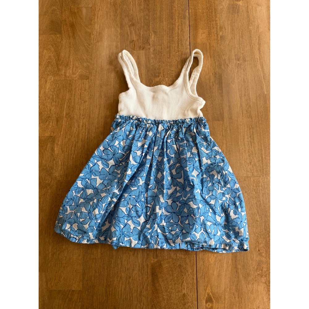 Baby Gap Girls Blue White Floral Ribbed Tank Skirt Dress 2 Years